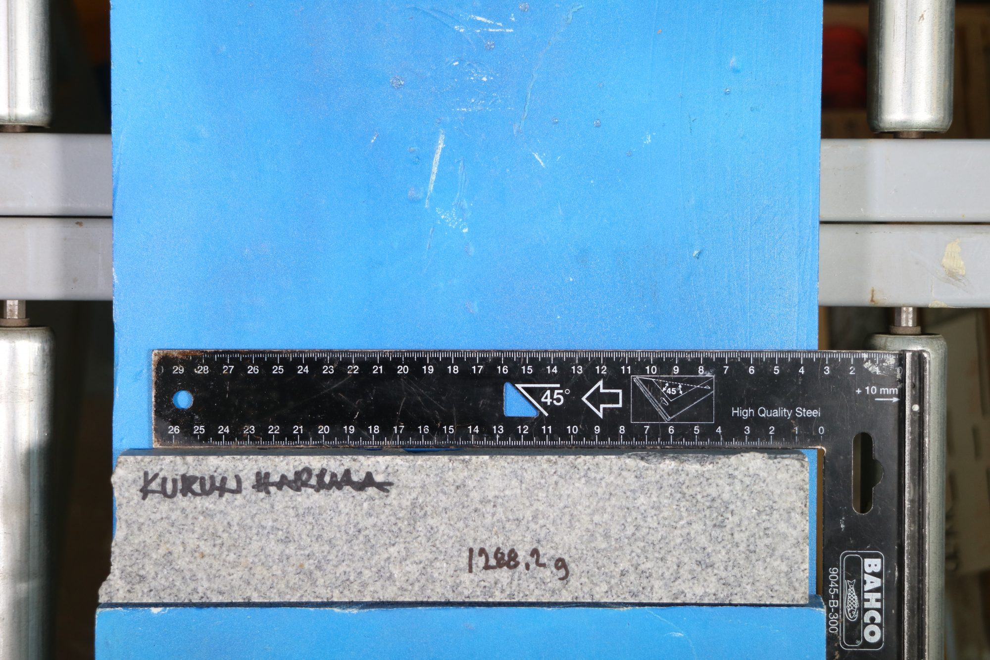Granite sample prepared for Sievers’ miniature drill test in SMCOY laboratory.