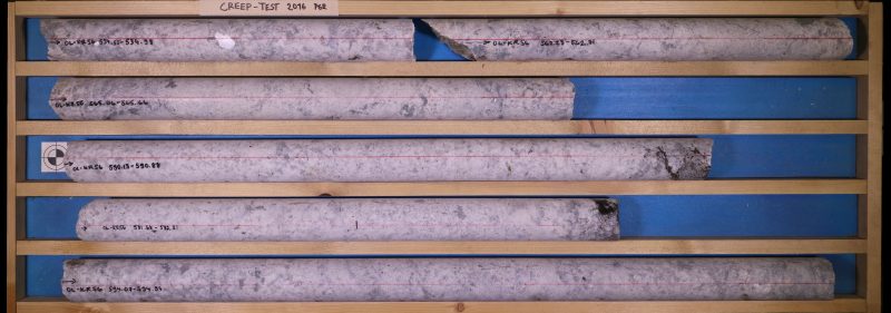 Rock samples in a wooden box