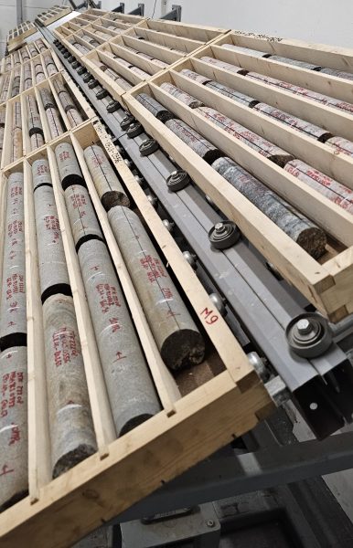 Core boxes with rock samples